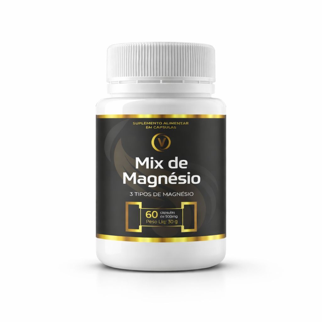 Mix Magnésio 3em1 Bisglicinato Dimalato Óxido 60cápsulas 500mg Alta Absorção Anti Estresse Ansiedade