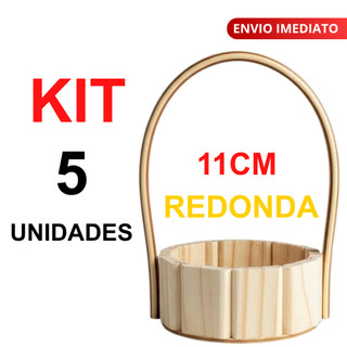 Kit 5 Cesta Mini Redonda 11 Centímetros
