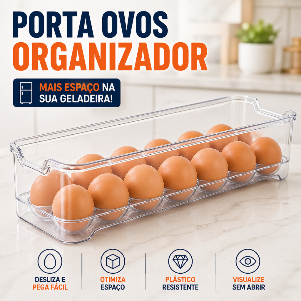 Porta Ovos Organizador De Geladeira Dispenser Transparente Cozinha Acrílico Suporte Empilhavel UZ