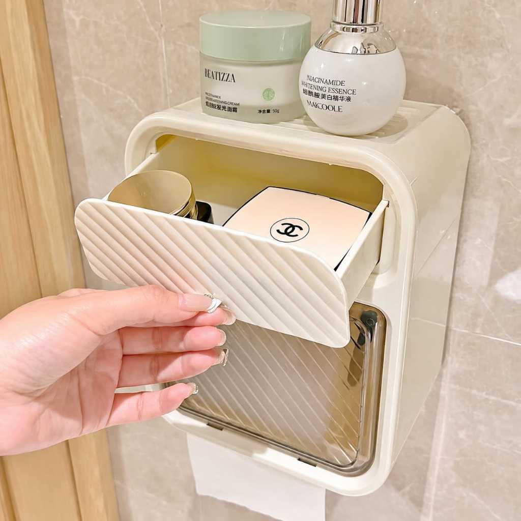 Suporte Papel Higiênico Multifuncional Porta Celular Organizador Banheiro Sem Furo Impermeável