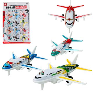 Kit 12 Avião De Ferro E Fricção A380 Comercial Brinquedo Infantil Para Criança