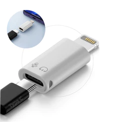 Adaptador USB-C Fêmea para Lightning Macho OTG para Fone e Microfone de Lapela