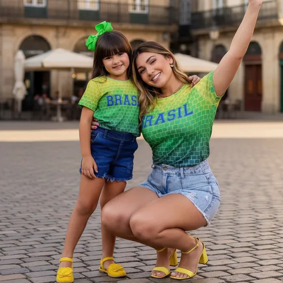 Camiseta t-shirt do brasil mãe e filha kit