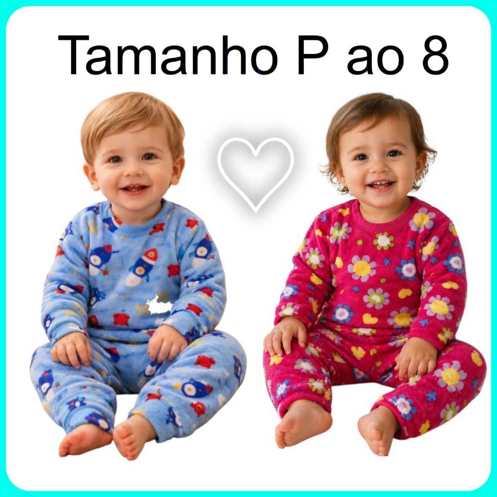 Conjunto Pijama Fleece Peluciado Bebê Infantil Macio