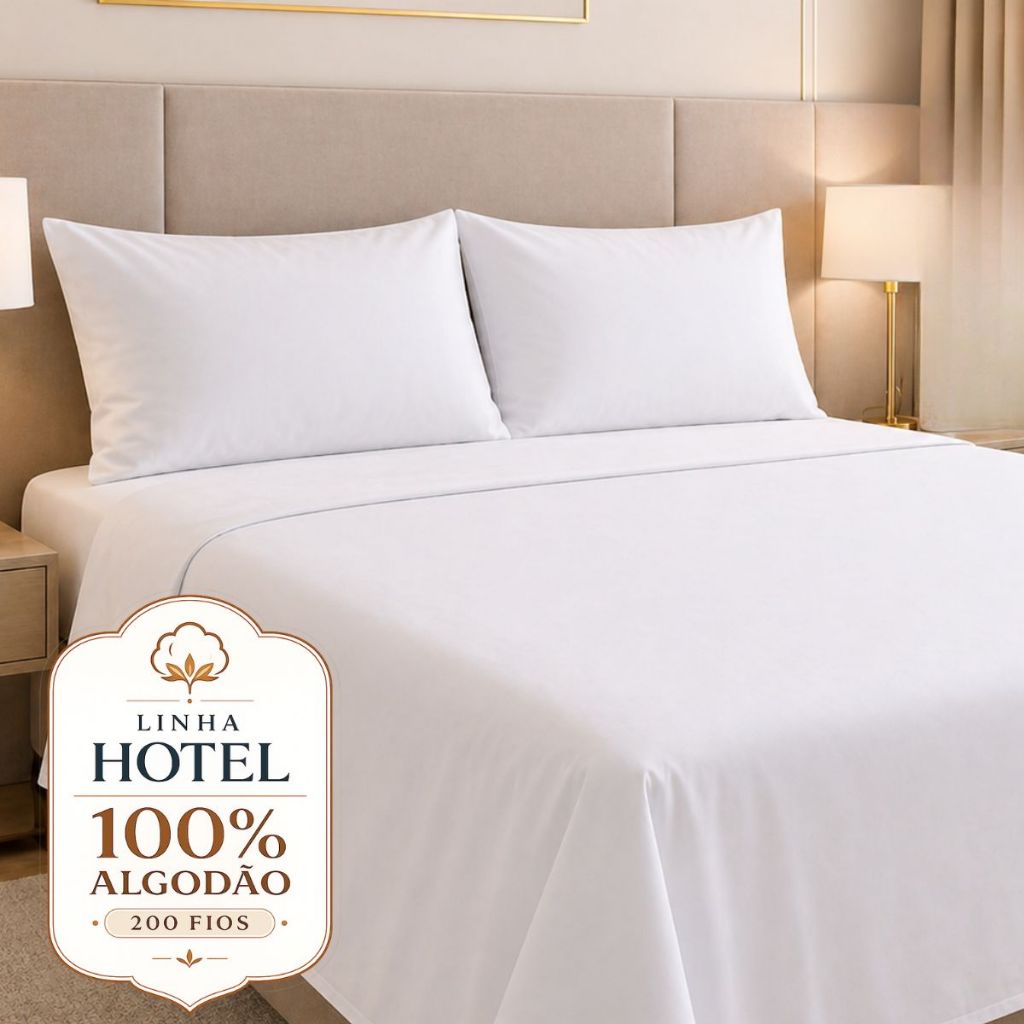 Lençol Hotel Roupa Cama Completa Pousada Hotelaria Profissional 200 Fios Casal Solteiro Queen King