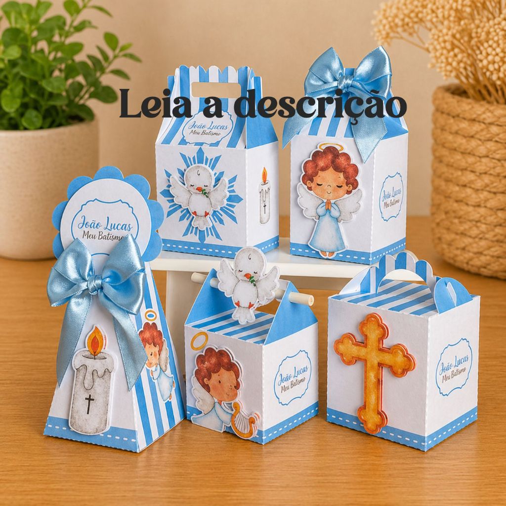 Kit PEGUE E MONTE Batizado Menino | Lembrancinhas caixinhas personalizadas | festa Aniversário