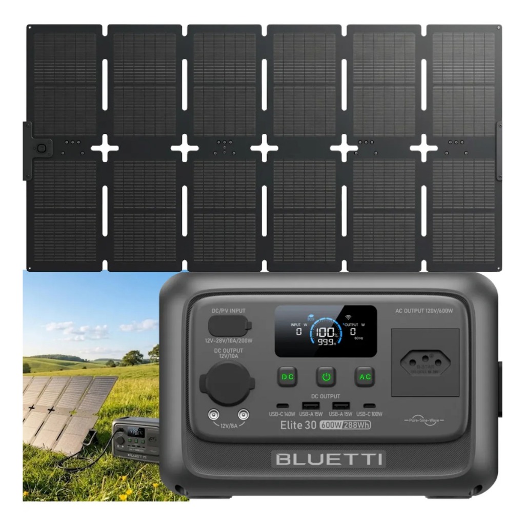 Kit Completo Estação Solar Energia Bluetti Elite 30 600w + Placa 220w Original