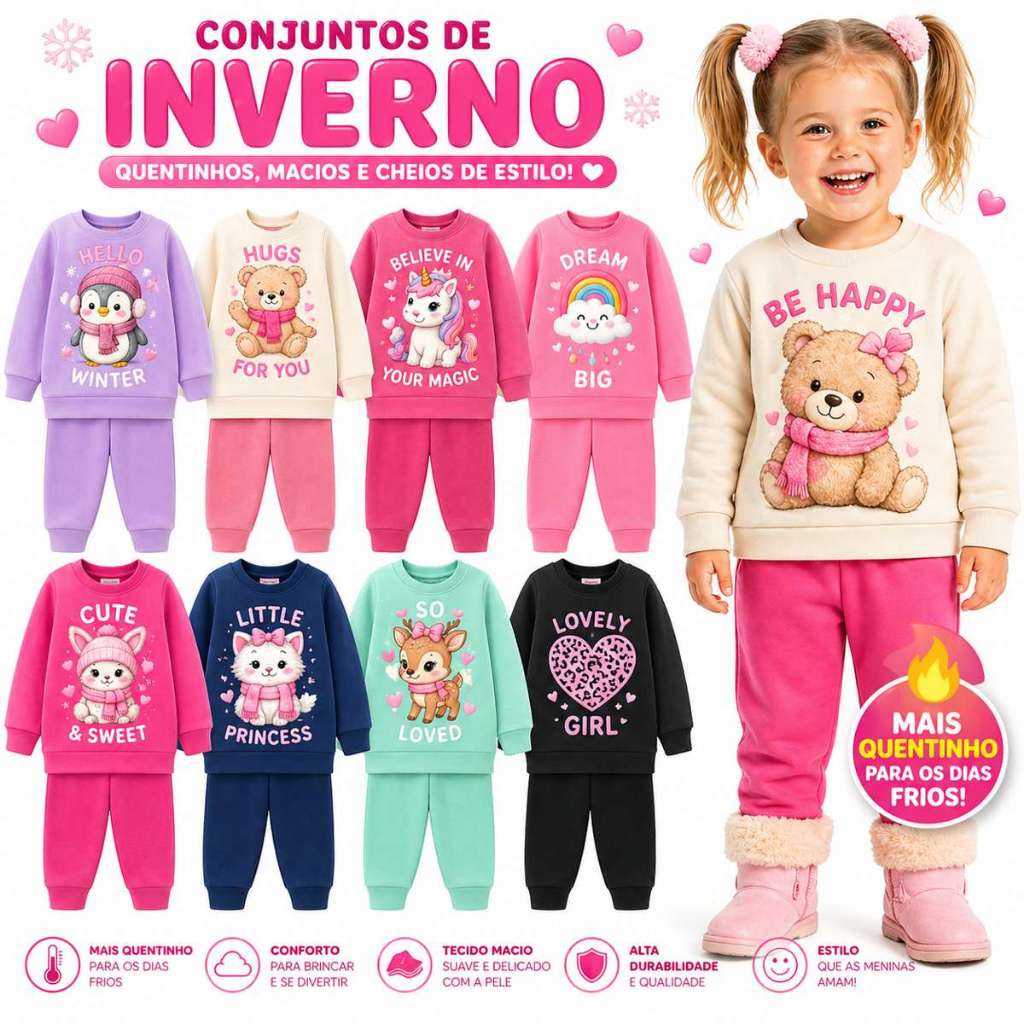 Kit Sortido 2 ou 6 Peças Moletom Roupa De Bebê Menina Infantil Inverno Conjunto de Moletom Feminino Bebê Infantil