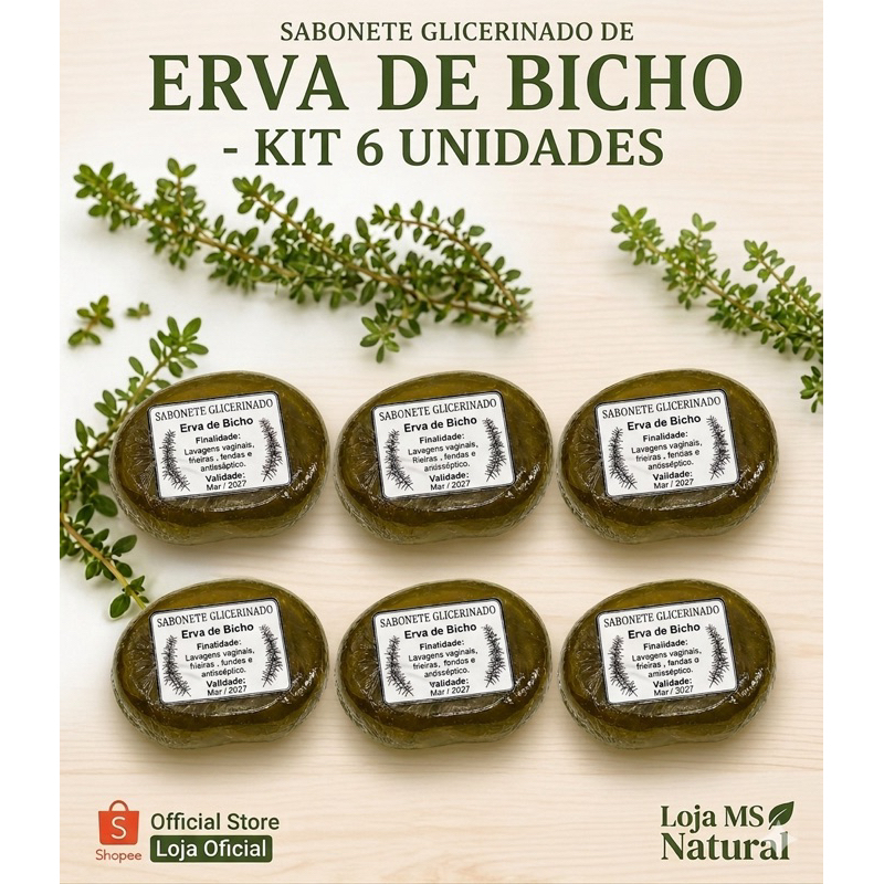 Sabonete Erva de Bicho 60g - 6unidades | Envio Imediato