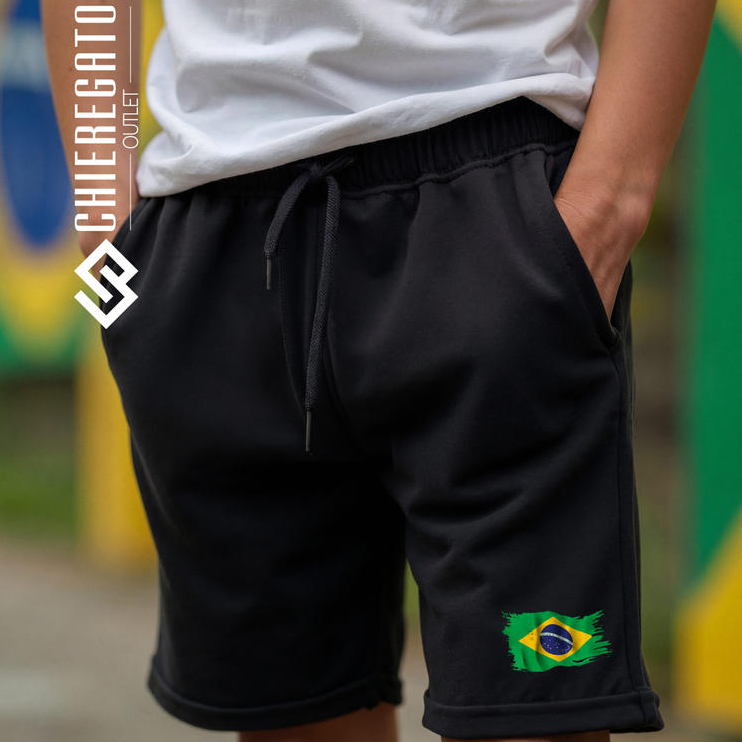 Short Infantil Bermuda Short de Criança Roupa Para Menino BRASIL Com Bolso Moletinho Casual Premium