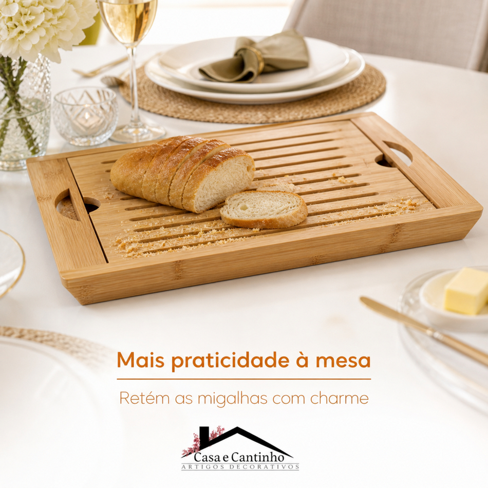 Migalheira de Bambu Bandeja Decorativa Para Café Chá Petisqueira Condimentos Casa Cozinha Mesa Posta