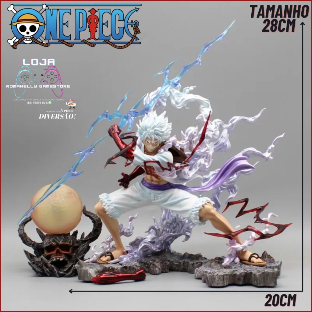 Luffy Gear 5 28cm Action Figure One Piece Colecionavel Boneco Geek Anime Enfeite decoração presente
