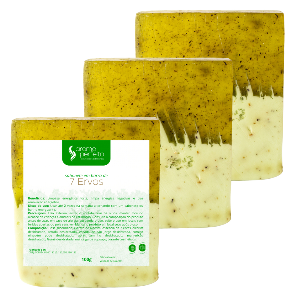 Kit 3 Sabonetes 7 Ervas 100g cada