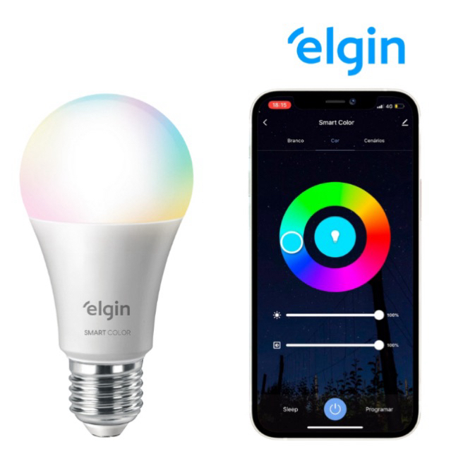 LAMPADA SMART LED BULBO 10W RGB - ELGIN  controle tudo pela  ALEXA / GOOGLE HOME ou celular