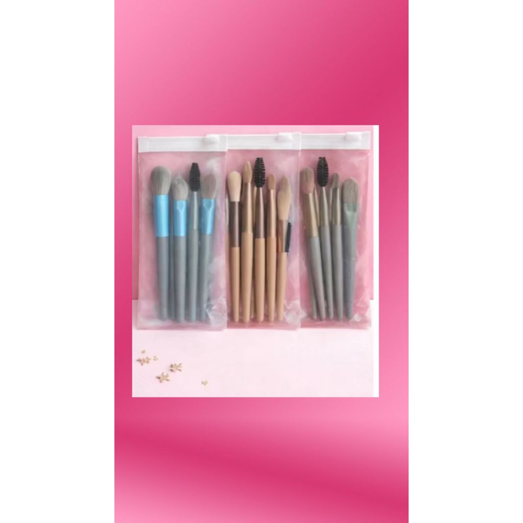 Kit 8 Pincéis de Maquiagem Mini para Viagem Compactos Cerdas Sintéticas Macias Rosto e Olhos