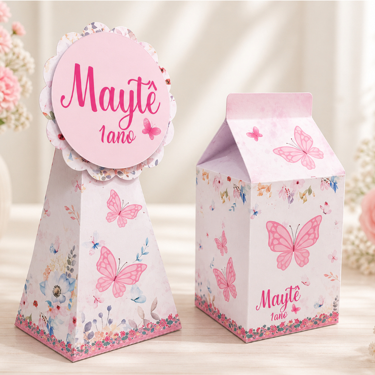 Kit Festa Jardim das Borboletas Personalizado- PEGUE E MONTE - Caixinhas Lembrancinhas  - Decoração Aniversário