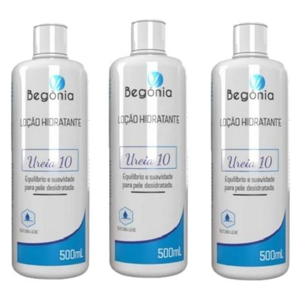 Kit 3 Hidratante Uréia 10% Ultra Hidratação 500g - Begônia
