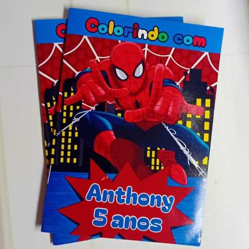 livrinho  de colorir Homem Aranha capa Brilhosa Mini livrinho personalizado lembrancinha  aniversário;