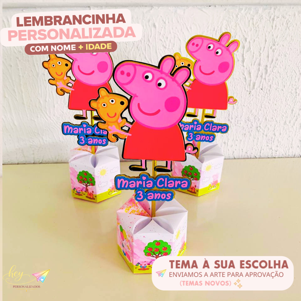 Centro de mesa peppa rosa | Arranjo de mesa | Enfeite de mesa | Cachepô | Lembrancinha | Festa Infantil