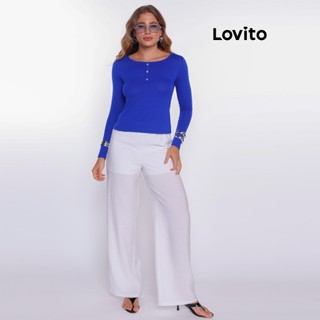 Lovito Calça Wide Alfaiataria Feminina Moda Transparencia  BRPTB1384BRL1414