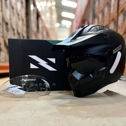 Capacete Norisk Darth II Preto Fosco Aberto Fechado 2 Viseiras Cristal e Fume Masculino Feminino