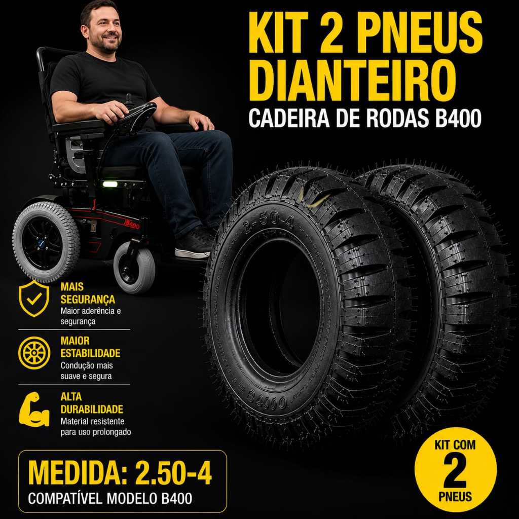 Par Pneu Dianteiro Preto Motorizada Ottobock B400