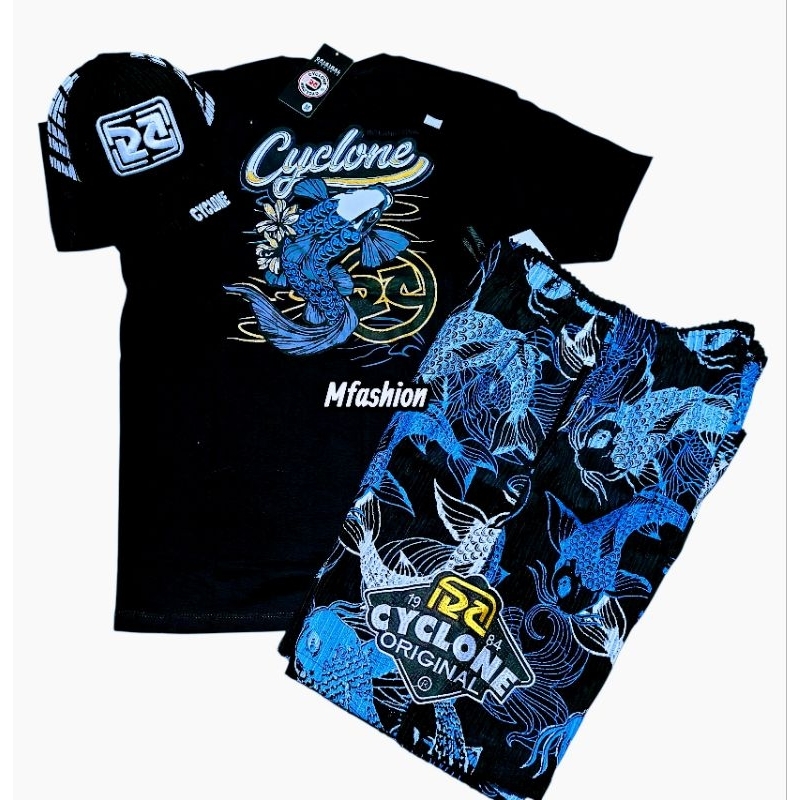 Conjunto masculino bermuda e camiseta com boné Cyclone