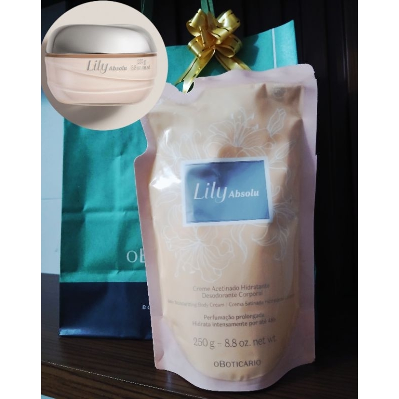 Refil Hidratante Loção Corporal Creme Acetinado Lily Absolu 250g Validade 09/28 Vegano.