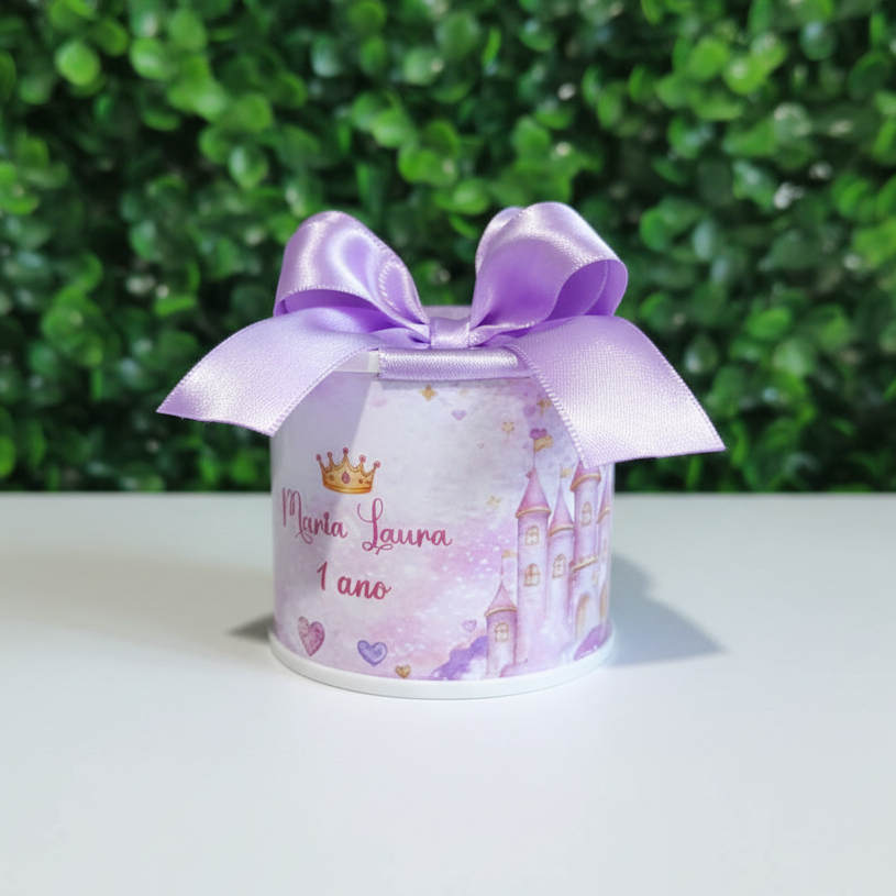 kit Lembrancinha Princesa Rosa Lilás Tubolata 5x6 Personalizada Maternidade Batizado Aniversário Eucaristia