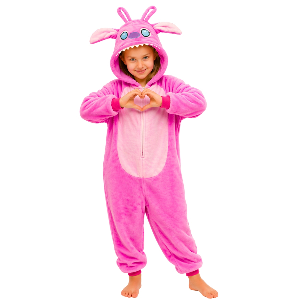 Pijama macacão infantil stitch angel desenho animado peluciado cosplay