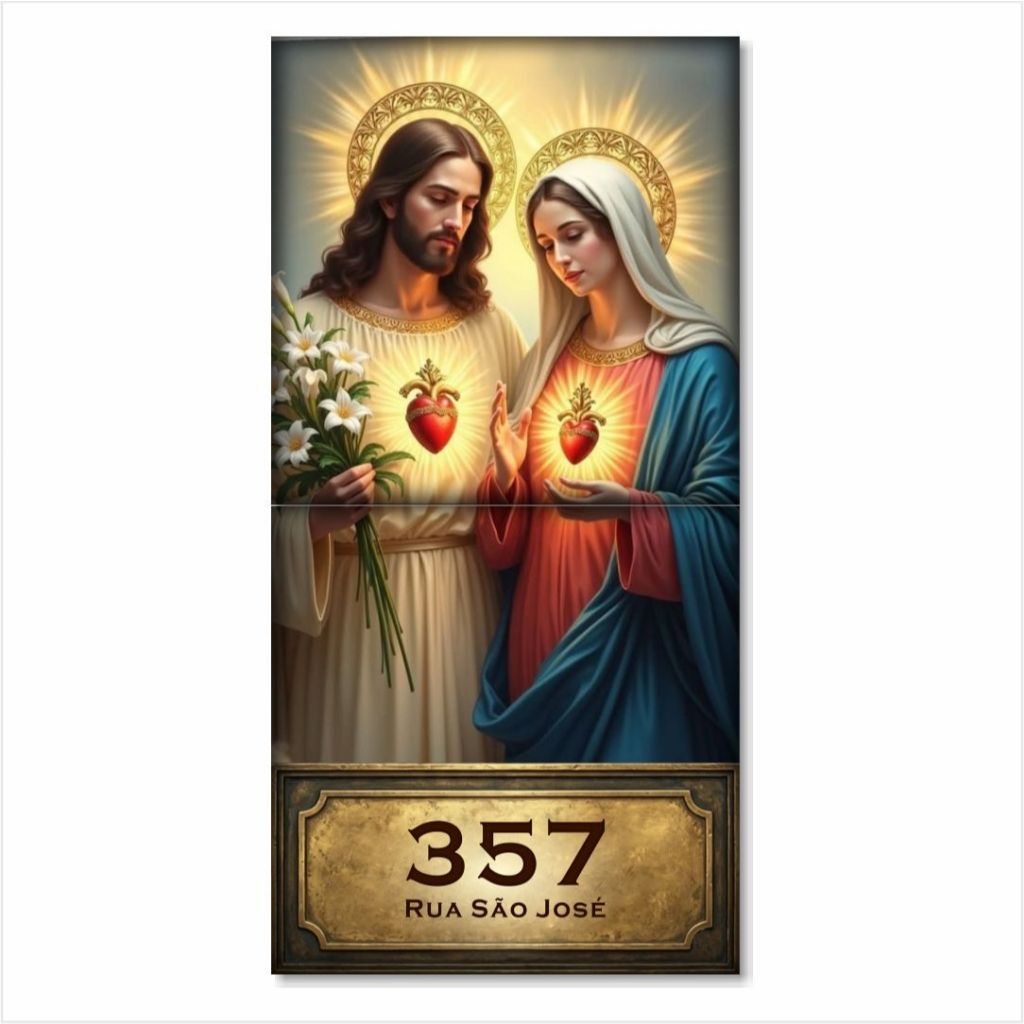 Azulejo Religioso Personalizado Número Casa Endereço Frase 2 Peças Placa Residencial Decorativa