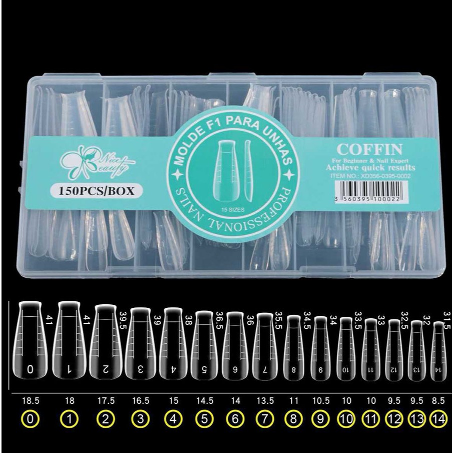 Unhas Ultra Short False Nails Soft Gel Tips- Moldes Transparente