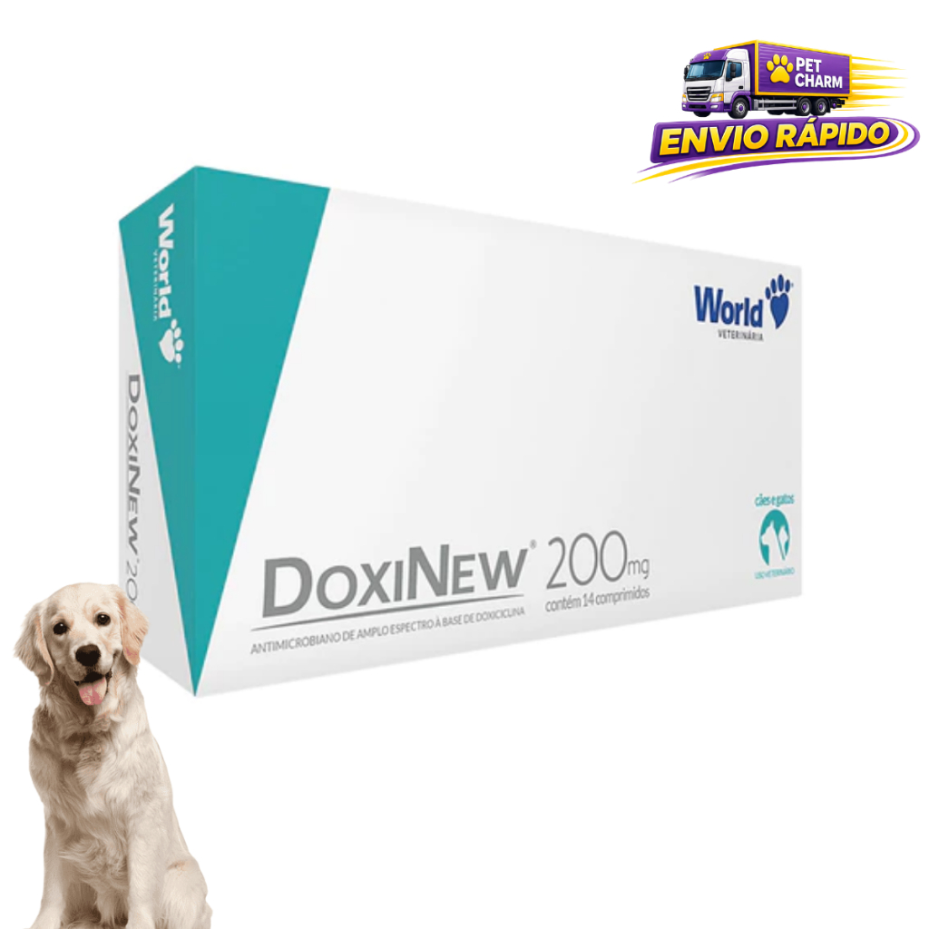 DoxiNew 200mg World Cães Antibiótico Veterinário Eficaz 14 Comprimidos