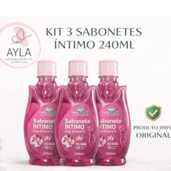 Kit 3 Sabonete Íntimo Naty Flora Rosa Mosqueta 240ml Original pH Equilibrado