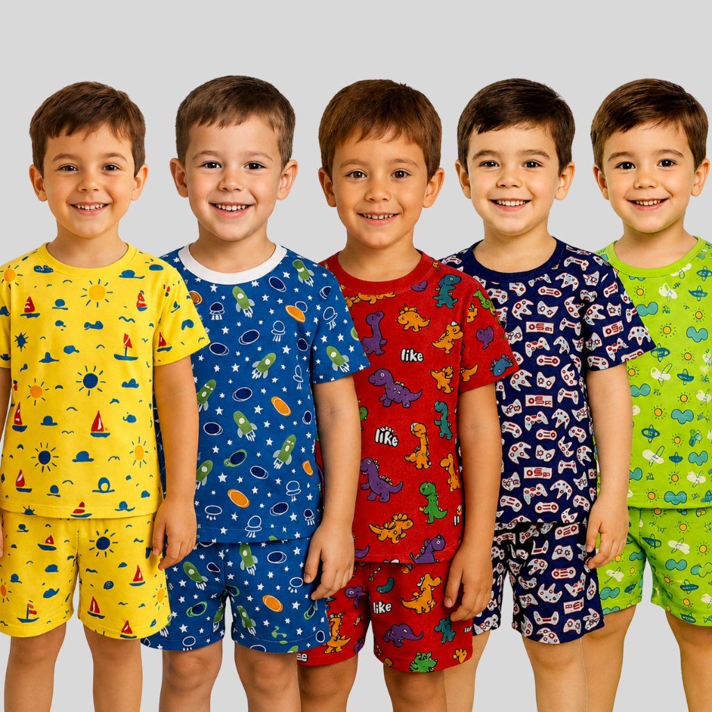 Pijama Menino em Suedine Algodão Roupas de Dormir Confortável Conjunto Veste 2 a 11 Anos