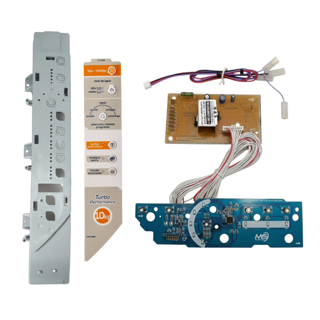 Placa Potência Interface + suporte + adesivo Compatível lavadora Brastemp Bwg10 W10605809