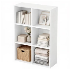 SONGMICS Estante de armazenamento com 6 nichos, prateleira organizadora, para sala de estar, escritório, Branco