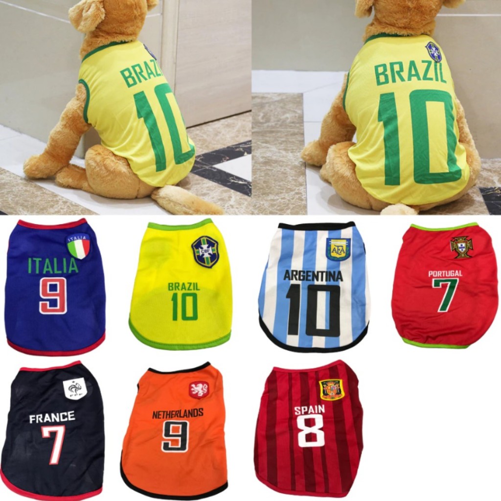 Roupa de Time Pet Futebol Copa do Mundo Brasil Países Variados Cachorro Gato LR-0175