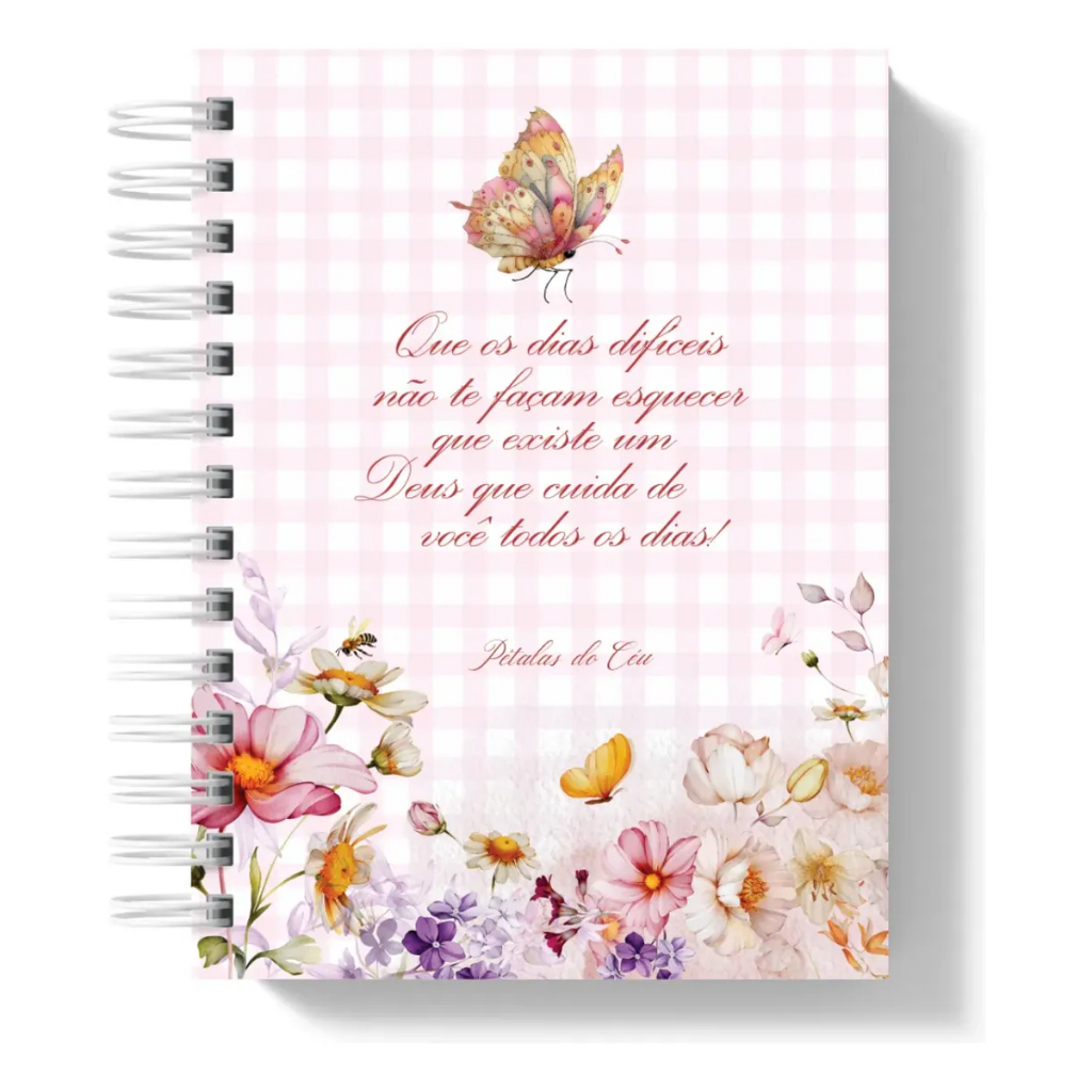 Imagem Devocional Feminino Cristão Caderno Bíblico Floral Oração Gratidão Diário Espiritual – Coleção Flores de Quietude