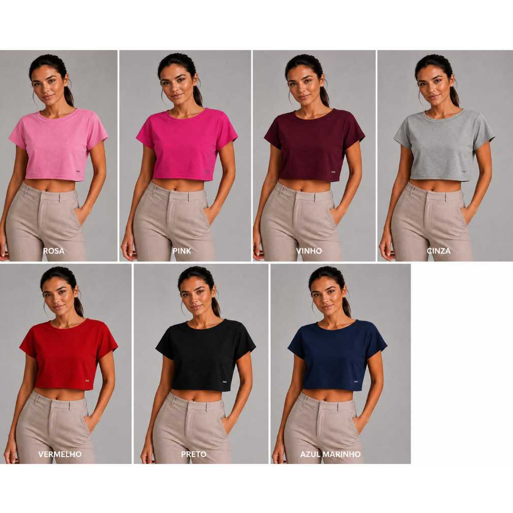 Cropped Feminino Manga Curta Crooped Para Academia Roupa Feminina