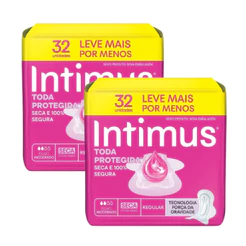 Kit 2 Absorvente Intimus Toda Protegida Cobertura Seca Com Abas 32 unidades