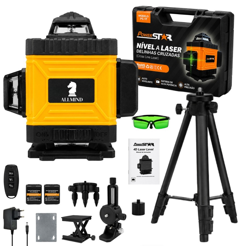 Nivel Laser Verde 12 Linhas 4D Autonivelante Com Controle Remoto