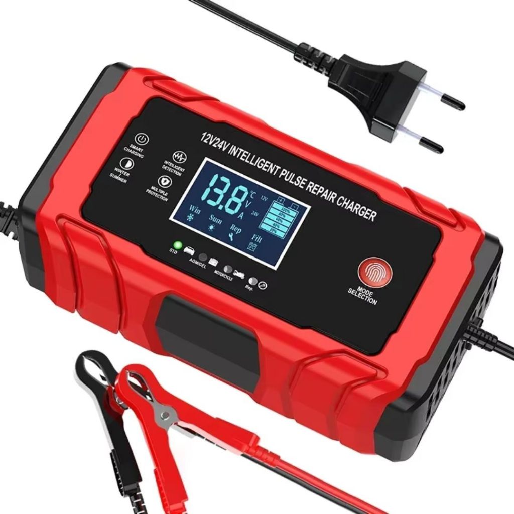 Carregador De Bateria Automotiva 12V 10A / 24V 5A Inteligente Portátil Carro Moto Caminhão Bivolt Digital.Ele