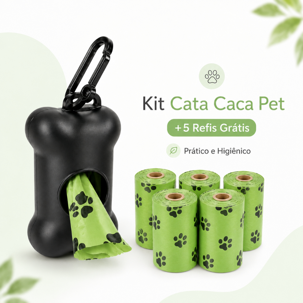 Kit Cata Caca Cachorro com 5 Refis Grátis Dispenser Higiênico Pet
