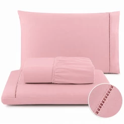 Jogo De Lençol 400 Fios Ponto Palito Cama Queen Saldão