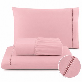 Jogo De Lençol 400 Fios Ponto Palito Cama Queen Saldão