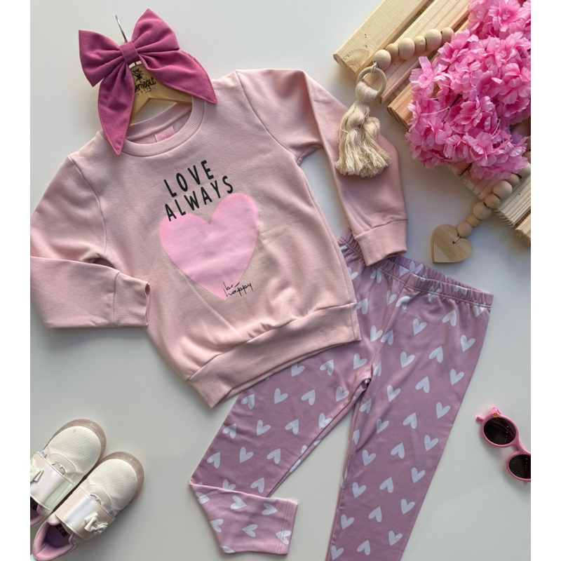 Conjunto Infantil Feminino By Gus blusa Flanelada Calça térmica Inverno Quentinho
