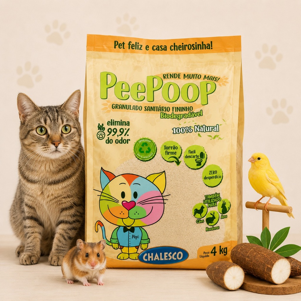 Areia Granulado Sanitário Natural PeePoop 4kg Para Gatos E Roedores