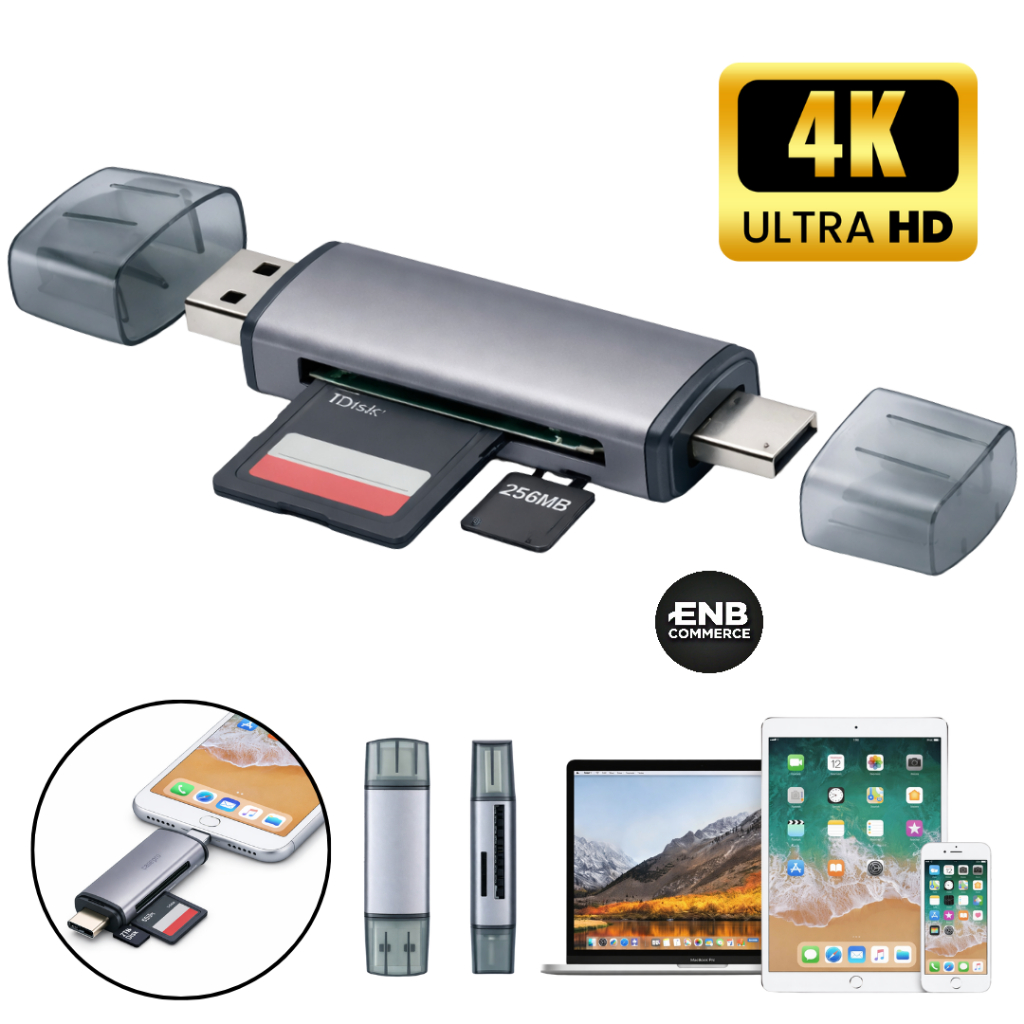 Adaptador Otg Tipo-c E Usb Para Leitor De Cartão Sd E Micro Sd - Pronta Entrega - Emitimos Nota Fiscal