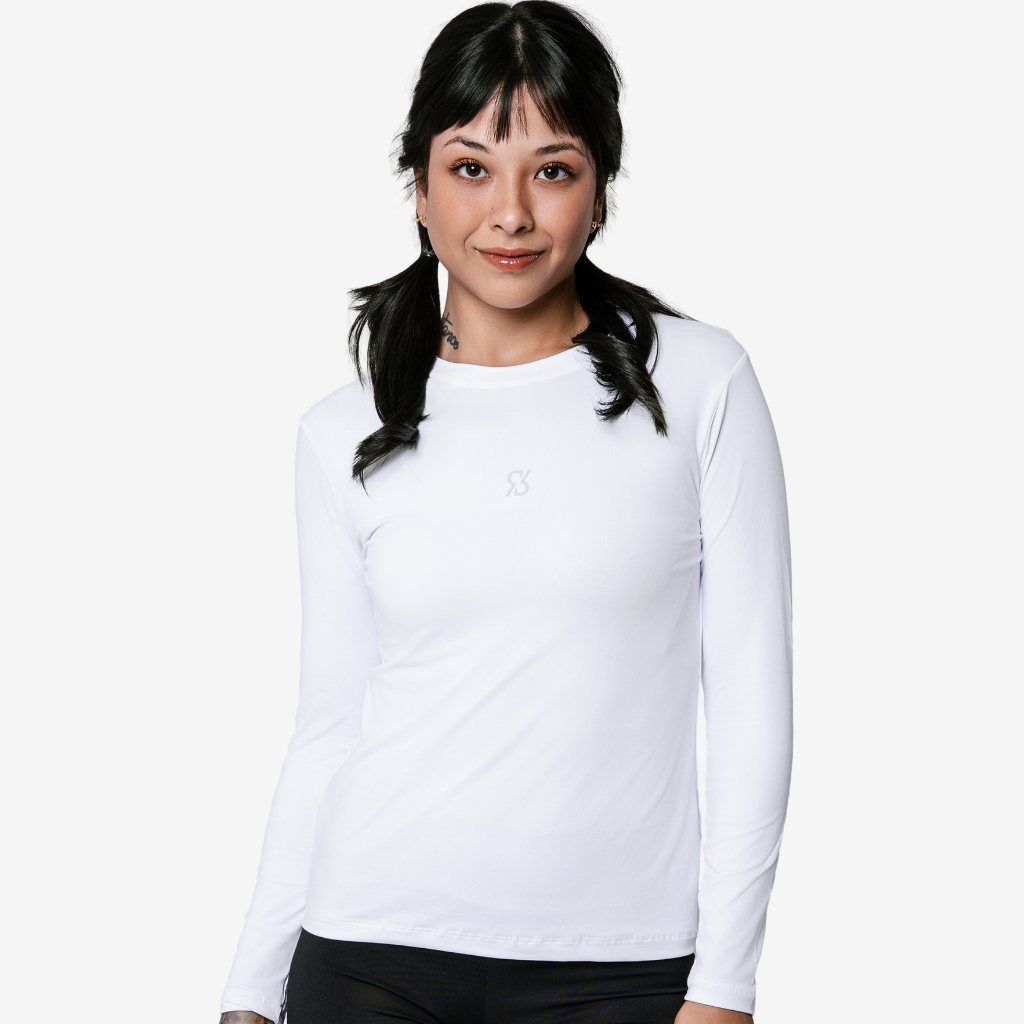 Blusa Térmica Academia Feminina Manga Longa de Poliamida Treino Proteção Solar